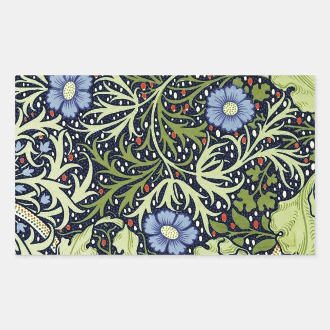Adesivo Retangular William Morris Seaweed Flor Antiquado (Frente)