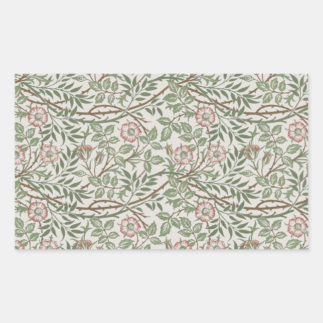 Adesivo Retangular William Morris Sweetbriar Floral Art Nouveau (Frente)
