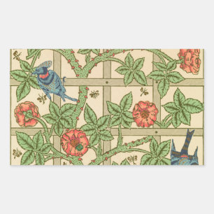 Adesivo Retangular William Morris Trellis Inglês Design Floral