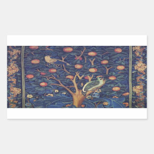 Adesivo Retangular William Morris Woodpecker Tapeçaria Artes e Artesa