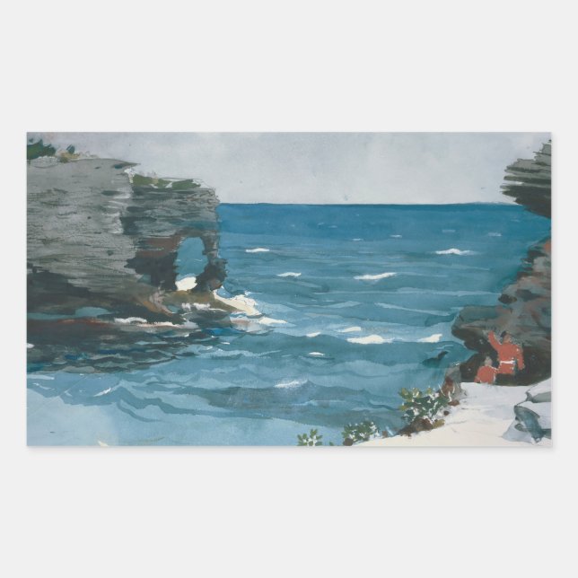 Adesivo Retangular Winslow Homer - Shore Rocky, Bermudas (Frente)