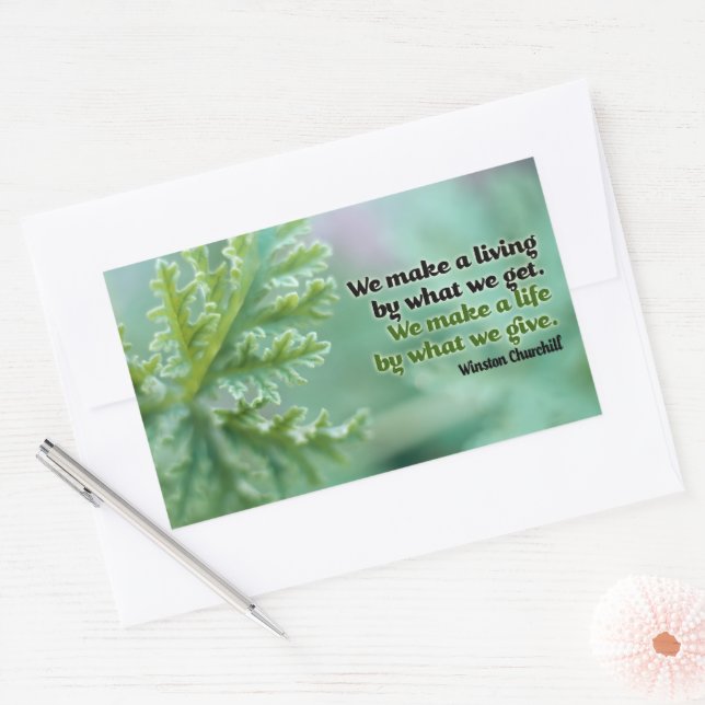 Adesivo Retangular Winston Churchill Inspirational Cote "Uma vida" (Envelope)