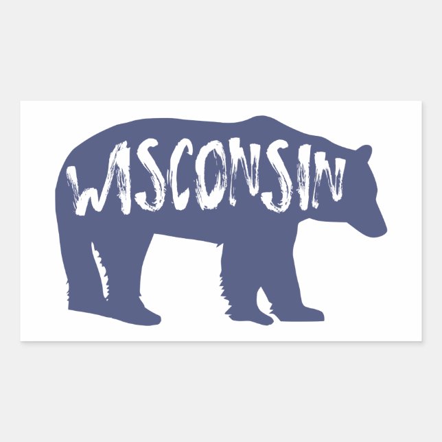 Adesivo Retangular Wisconsin Bear (Frente)