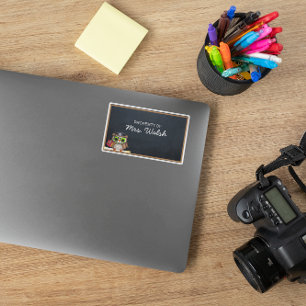 Adesivo Retangular Wise Owl Chalkboard Personalizado Sticker