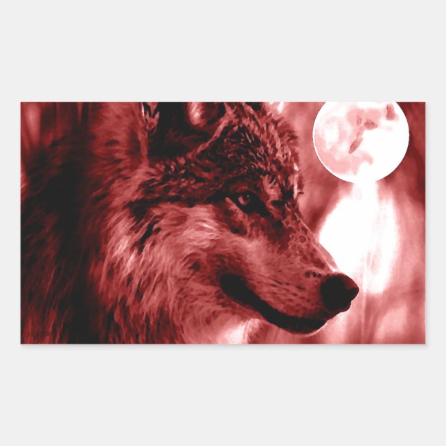 Adesivo Retangular Wolf Eyes & Moon (Frente)