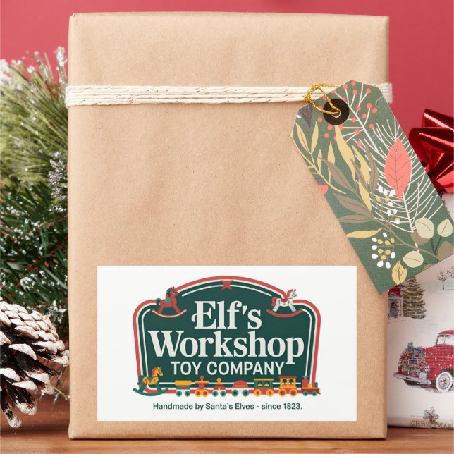 Adesivo Retangular Workshop "Elf de Natal Festivo" (Feriado)