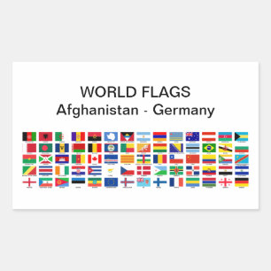 Adesivo Retangular World Flags: Afeganistão - Alemanha