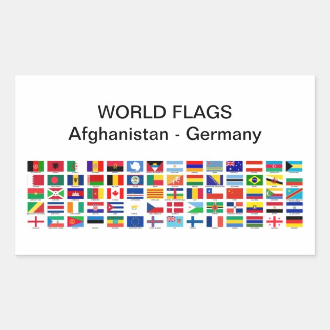 Adesivo Retangular World Flags: Afeganistão - Alemanha (Frente)