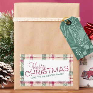 Adesivo Retangular Xadrez de fazenda Feliz Natal Família Rectan