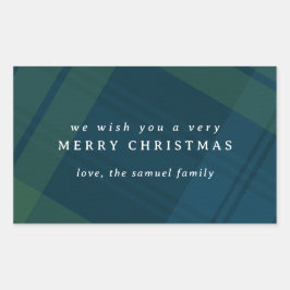 Adesivo Retangular Xadrez de Natal Clássica simples personalizada
