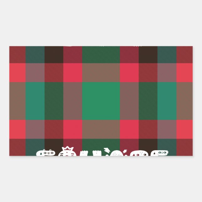 Adesivo Retangular Xadrez de Tartan com Controlo Real Escocês com Tex (Frente)