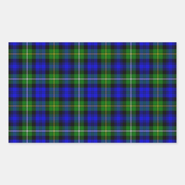 Adesivo Retangular Xadrez verde azul Campbell tartan (Frente)