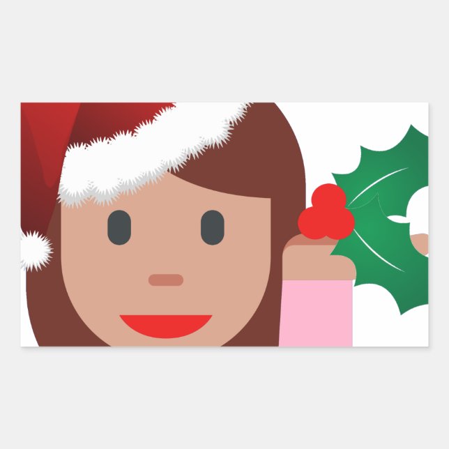 Adesivo Retangular xmas information girl emoji (Frente)