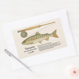 Adesivo Retangular Yamame (Oncorhynchus masou) – Ilustração em inglês
