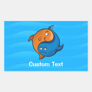Adesivo Retangular Yin Yang Fish Cartoon