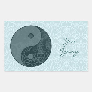 Adesivo Retangular Yin Yang Slate Blue, Padrão