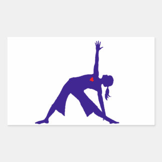 Adesivo Retangular Yoga Triangle Pose Silhouette com Coração