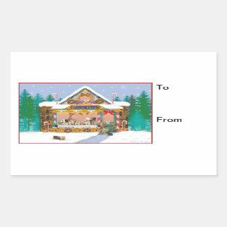 Adesivo Retangular Yorkie natalino Pão de Pão-de-Pão Presente