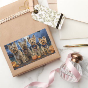 Adesivo Retangular Yorkipoo Halloween Spooky