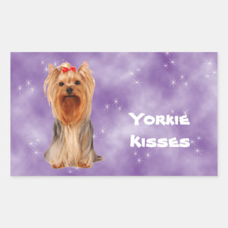 Adesivo Retangular Yorkshire Terrier - Yorkie Kisses