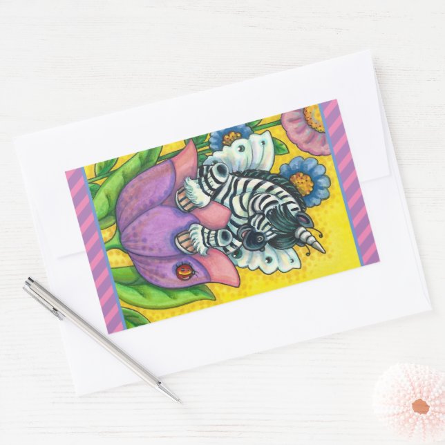 Adesivo Retangular ZEBO WHIMSYNICKER, ZEBRA UNICORN Fantasy (Envelope)