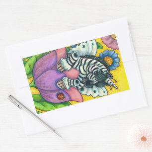 Adesivo Retangular ZEBO WHIMSYNICKER, ZEBRA UNICORN Fantasy