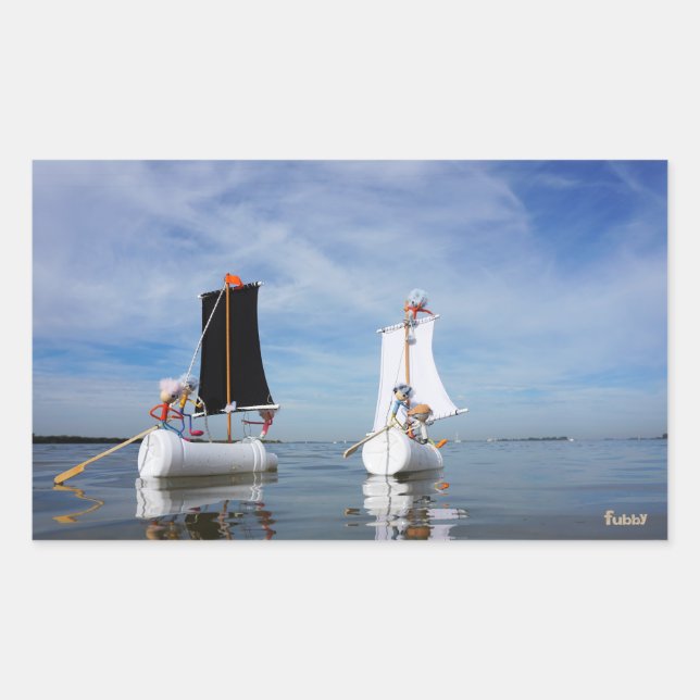 Adesivo Retangular Zeilende Fubby's die op avontuur gaan. (Frente)