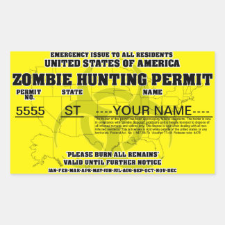 Adesivo Retangular Zombie Caça Licença