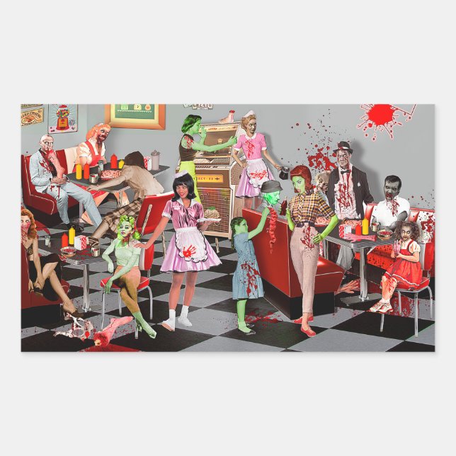 Adesivo Retangular Zombie Diner (Frente)