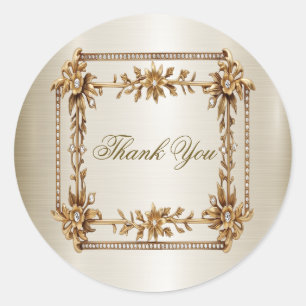Adesivo Retângulo de Ornamentado Dourado de Casamento Flor