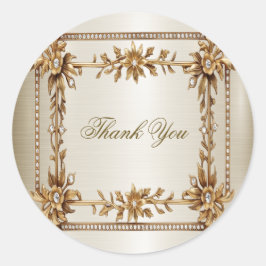 Adesivo Retângulo de Ornamentado Dourado de Casamento Flor