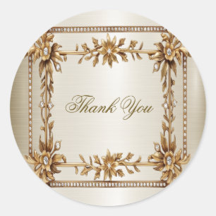 Adesivo Retângulo de Ornamentado Dourado de Casamento Flor