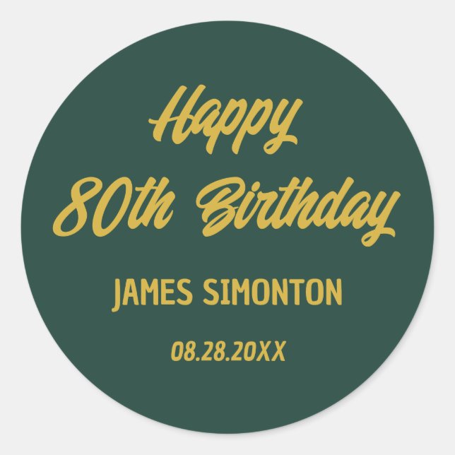 Adesivo Reto Script 80 Birthday Envelope Seal (Frente)