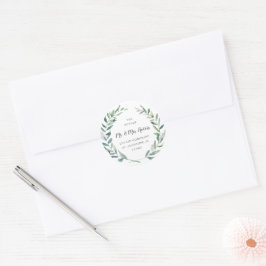 Adesivo Retorno de Endereço Elegante com Verdura Casamento