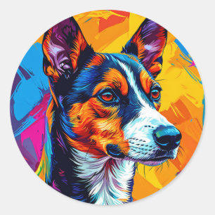 Adesivo Retrato Abstrato de Cachorro Basenji