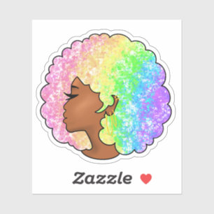 Adesivo Retrato Afro Arco-íris Pastel Groovy Retro Cabelo
