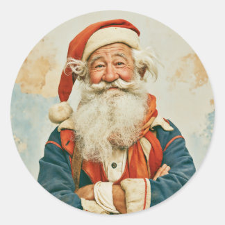 Adesivo Retrato Alegre de Papai Noel Vintage
