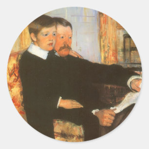 Adesivo Retrato Antigo de Pai e Filho por Mary Cassatt