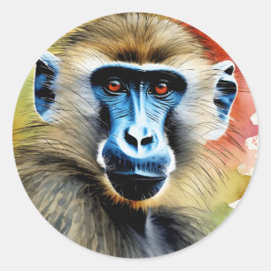 Adesivo Retrato Baboon Watercolor