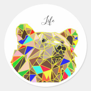 Adesivo Retrato Colorido do Urso Grizzly