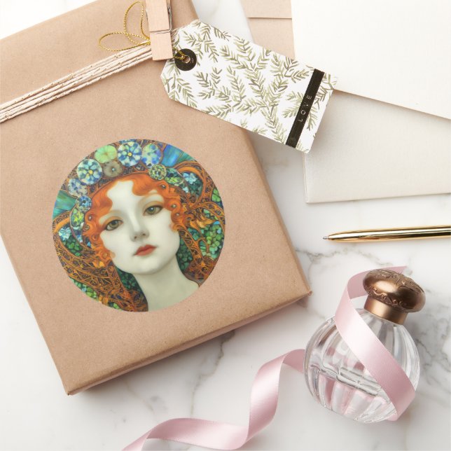 Adesivo Retrato da Bela Mulher em Estilo de Vidro Estido (Presentear)