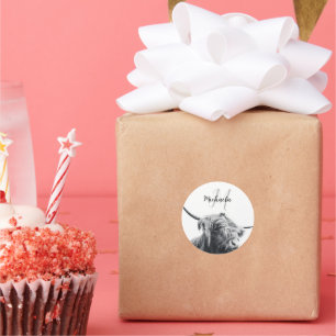 Adesivo Retrato da vaca em terras altas monograma inicial