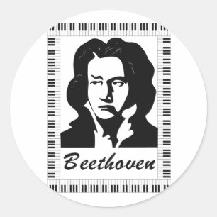 Adesivo retrato de beethoven com quadro-chave de piano