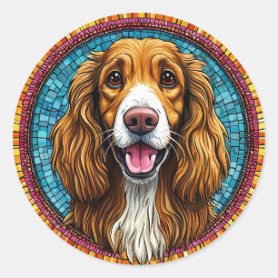 Adesivo Retrato de Cachorro com Fundo Inspirado em Mosaico