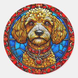 Adesivo Retrato de Cachorro em Vidro Colorido