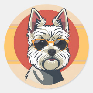 Adesivo Retrato de Cão Maltês Moderno do Século Médio Negr