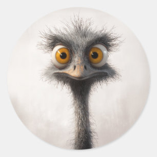 Adesivo Retrato De Cartoon De Ostrich De Olho Largo