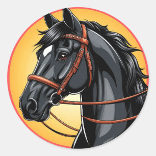 Adesivo Retrato de Cavalo Preto Elegante