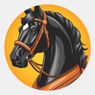 Adesivo Retrato de Cavalo Preto Elegante
