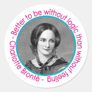 Adesivo Retrato de Charlotte Bronte com citações